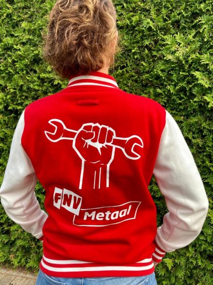 Baseball jacket rood/wit FNV Metaal - Afbeelding 2