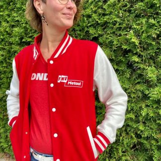 Baseball jacket rood/wit FNV Metaal