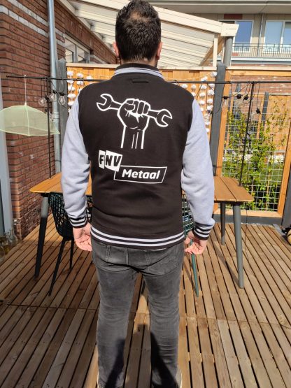 Baseball jacket zwart/grijs FNV Metaal - Afbeelding 2